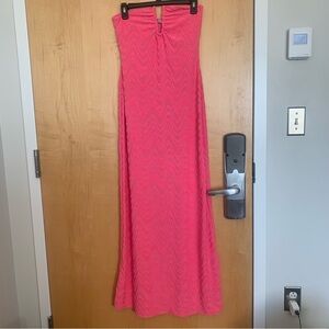 Fashion nova hot pink terry beach front maxi dress texture new medium sleeveless
